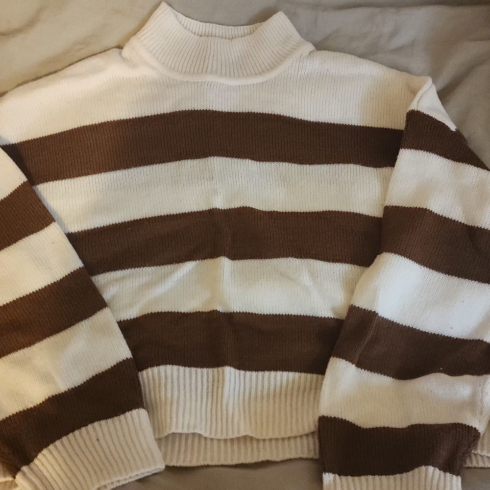 Striped Brown and White Women's Sweater
